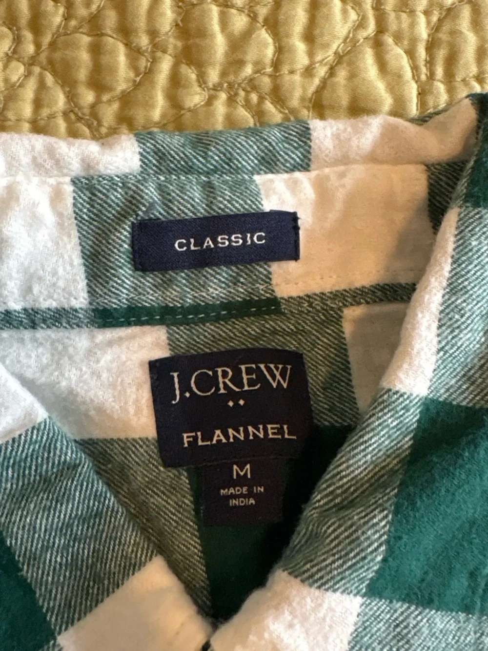 J. Crew Green and White Check Cotton Button-Down Shirt